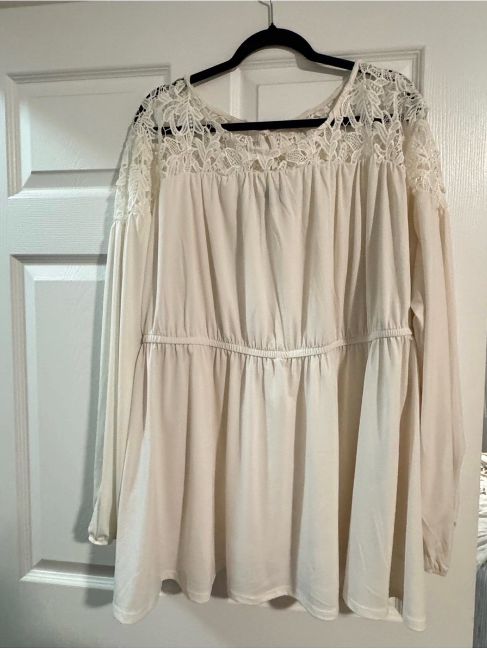 torrid Cream Lace Yoke Long Sleeve Dress